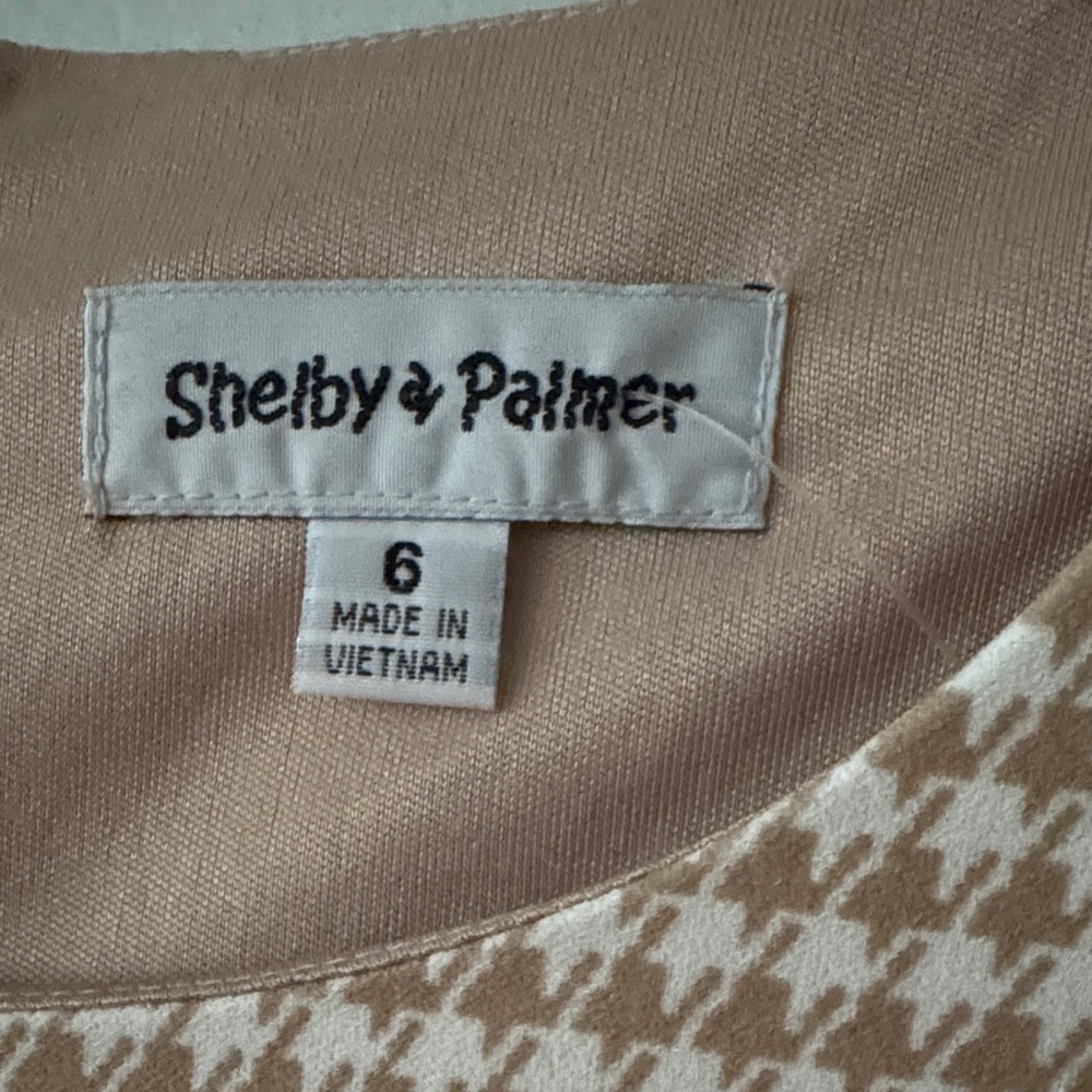 Shelby & Palmer Tan Houndstooth Dress B-1 - Picture 2 of 6